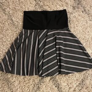 Joe Ben Bassette Black White Stripe‎ High Waist Skater Skirt Small